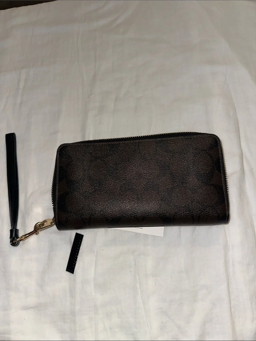 Coach Signature Canvas Zip Wallet in Brown